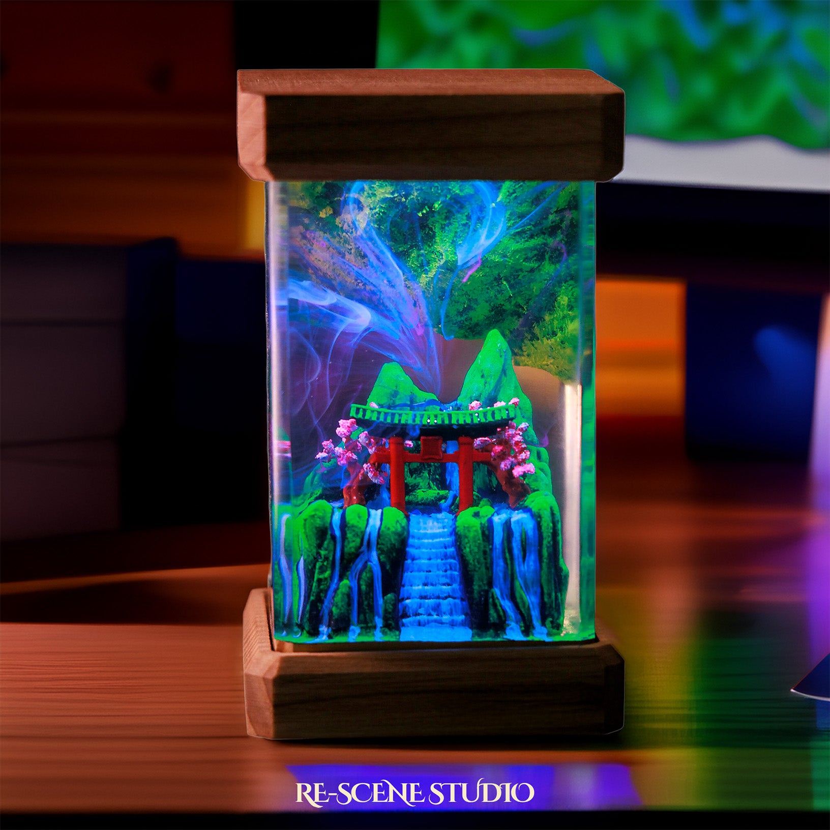Spring Torii Gate Resin Epoxy Lamp Multicolor / Size M: 6 x 6 x 12 (cm) – Handmade Epoxy Resin Lamp by Rescene Studio | Rescene Studio
