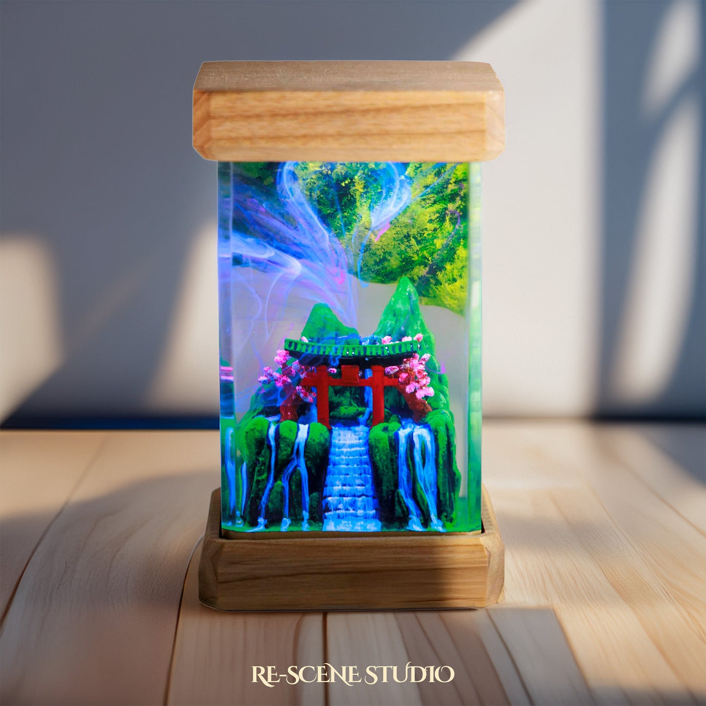 Spring Torii Gate Resin Epoxy Lamp Multicolor / Size M: 6 x 6 x 12 (cm) – Handmade Resin Lamp by Rescene Studio | Rescene Studio