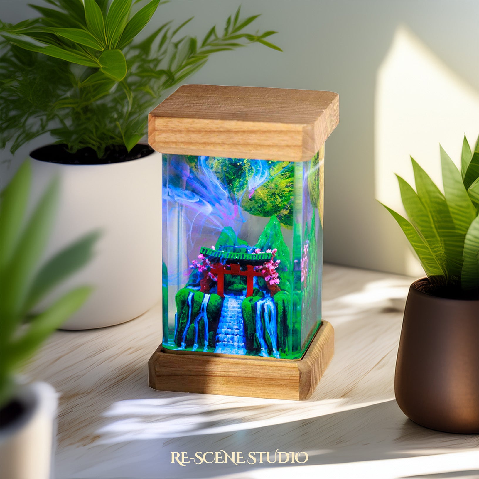 Spring Torii Gate Resin Epoxy Lamp Multicolor / Size M: 6 x 6 x 12 (cm) – Handmade Epoxy Resin Lamp by Rescene Studio | Rescene Studio