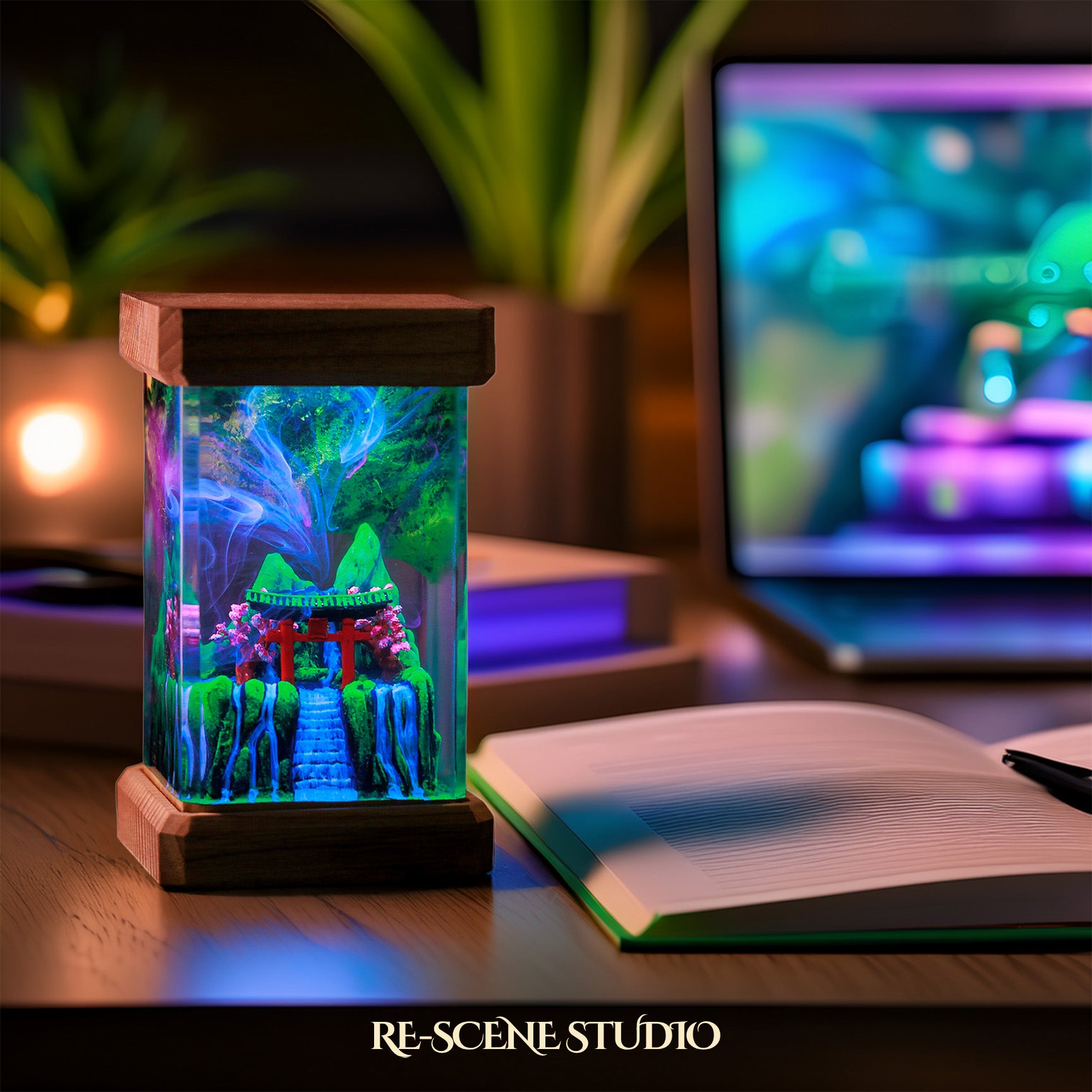 Spring Torii Gate Resin Epoxy Lamp Multicolor / Size M: 6 x 6 x 12 (cm) – Handmade Epoxy Resin Lamp by Rescene Studio | Rescene Studio