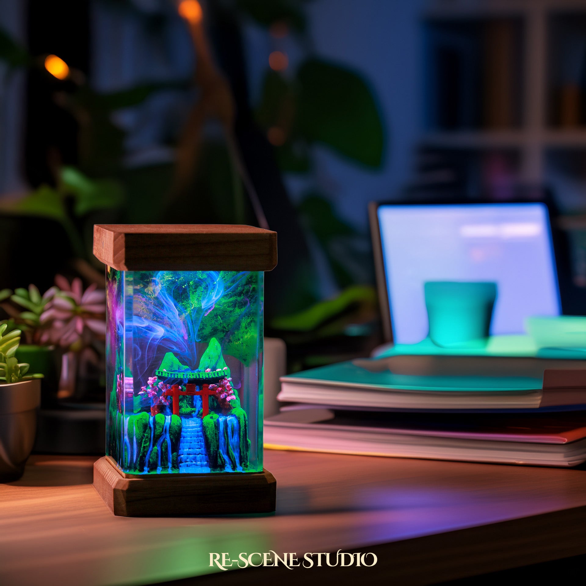Spring Torii Gate Resin Epoxy Lamp Multicolor / Size M: 6 x 6 x 12 (cm) – Handmade Epoxy Resin Lamp by Rescene Studio | Rescene Studio
