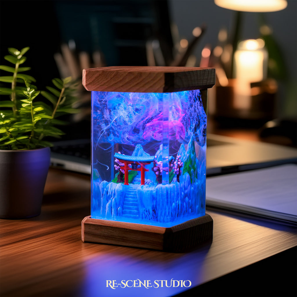 Winter Torii Gate Resin Epoxy Lamp Multicolor / Size M: 6 x 6 x 12 (cm) – Handmade Epoxy Resin Lamp by Rescene Studio | Rescene Studio
