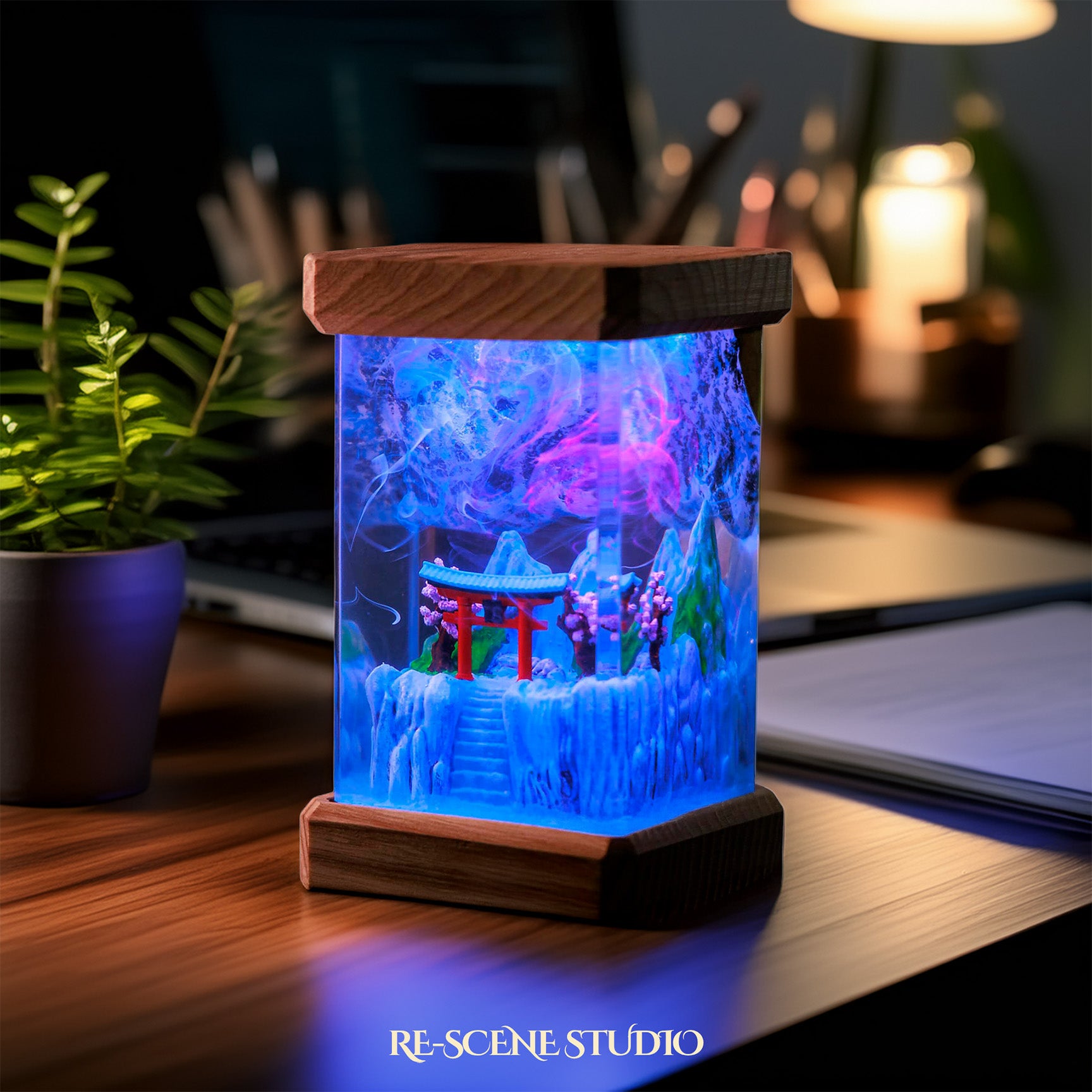 Winter Torii Gate Resin Epoxy Lamp Multicolor / Size M: 6 x 6 x 12 (cm) – Handmade Epoxy Resin Lamp by Rescene Studio | Rescene Studio