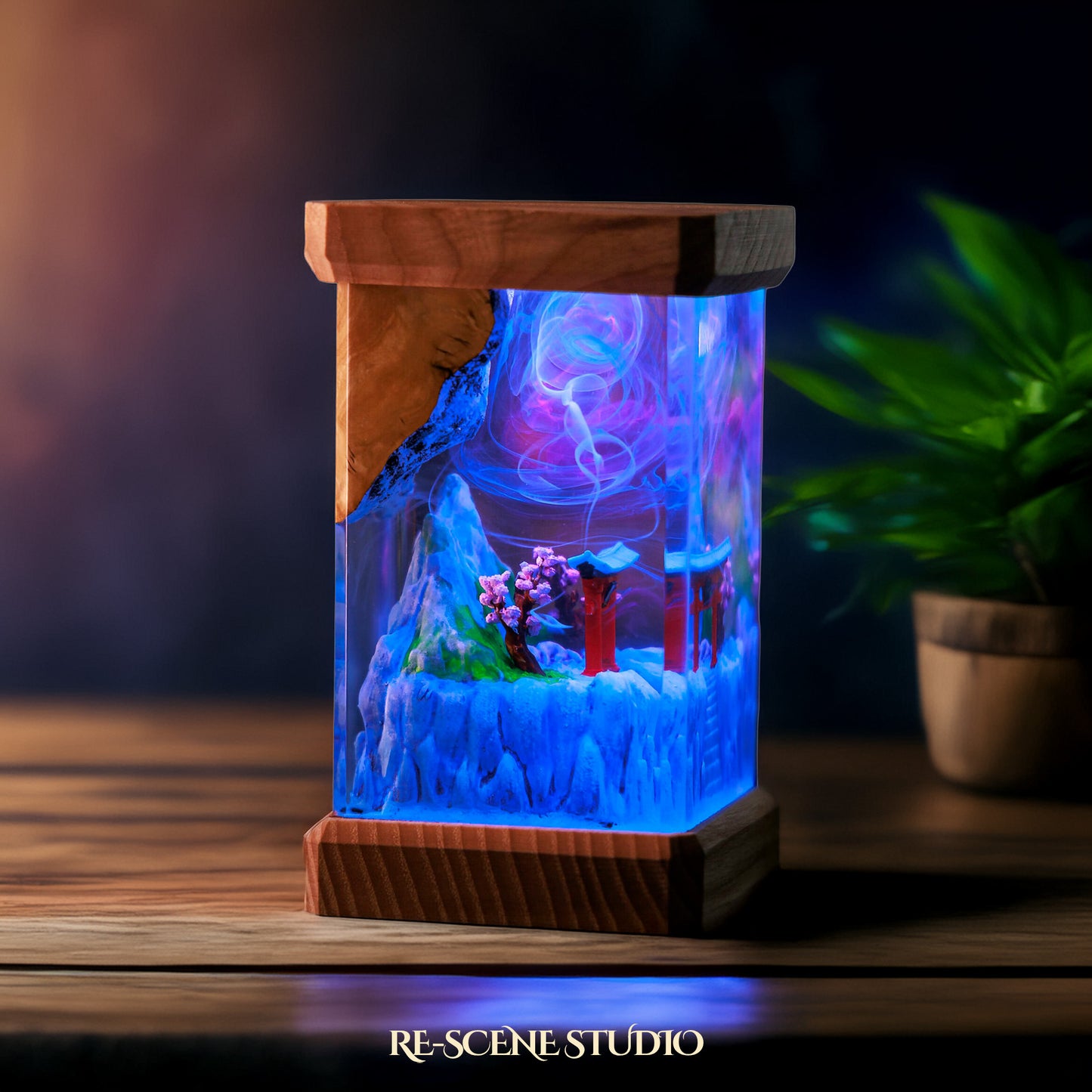 Winter Torii Gate Resin Epoxy Lamp Multicolor / Size M: 6 x 6 x 12 (cm) – Handmade Resin Lamp by Rescene Studio | Rescene Studio