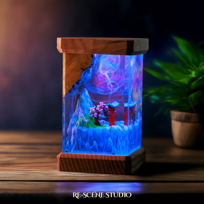 Winter Torii Gate Resin Epoxy Lamp Multicolor / Size M: 6 x 6 x 12 (cm) – Handmade Resin Lamp by Rescene Studio | Rescene Studio