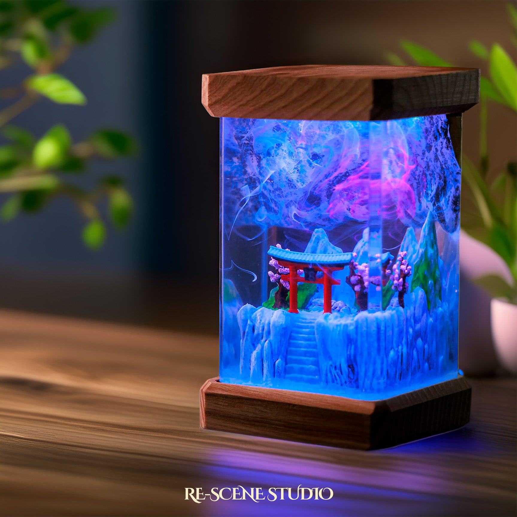 Winter Torii Gate Resin Epoxy Lamp Multicolor / Size M: 6 x 6 x 12 (cm) – Handmade Epoxy Resin Lamp by Rescene Studio | Rescene Studio