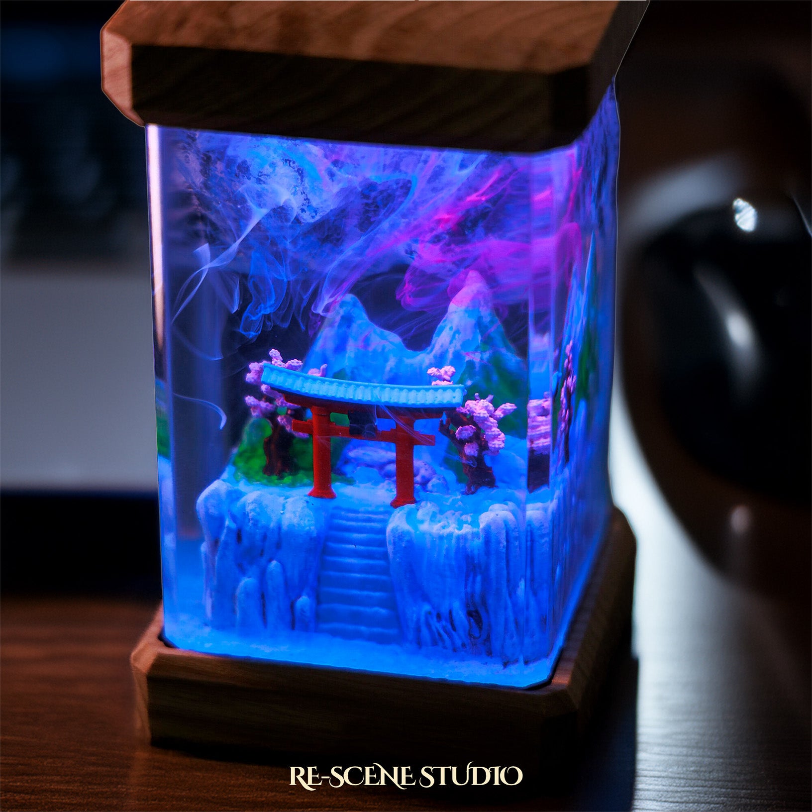 Winter Torii Gate Resin Epoxy Lamp Multicolor / Size M: 6 x 6 x 12 (cm) – Handmade Epoxy Resin Lamp by Rescene Studio | Rescene Studio