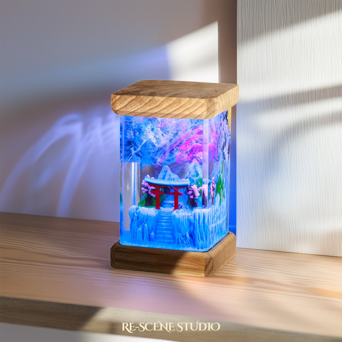 Winter Torii Gate Resin Epoxy Lamp Multicolor / Size M: 6 x 6 x 12 (cm) – Handmade Resin Lamp by Rescene Studio | Rescene Studio