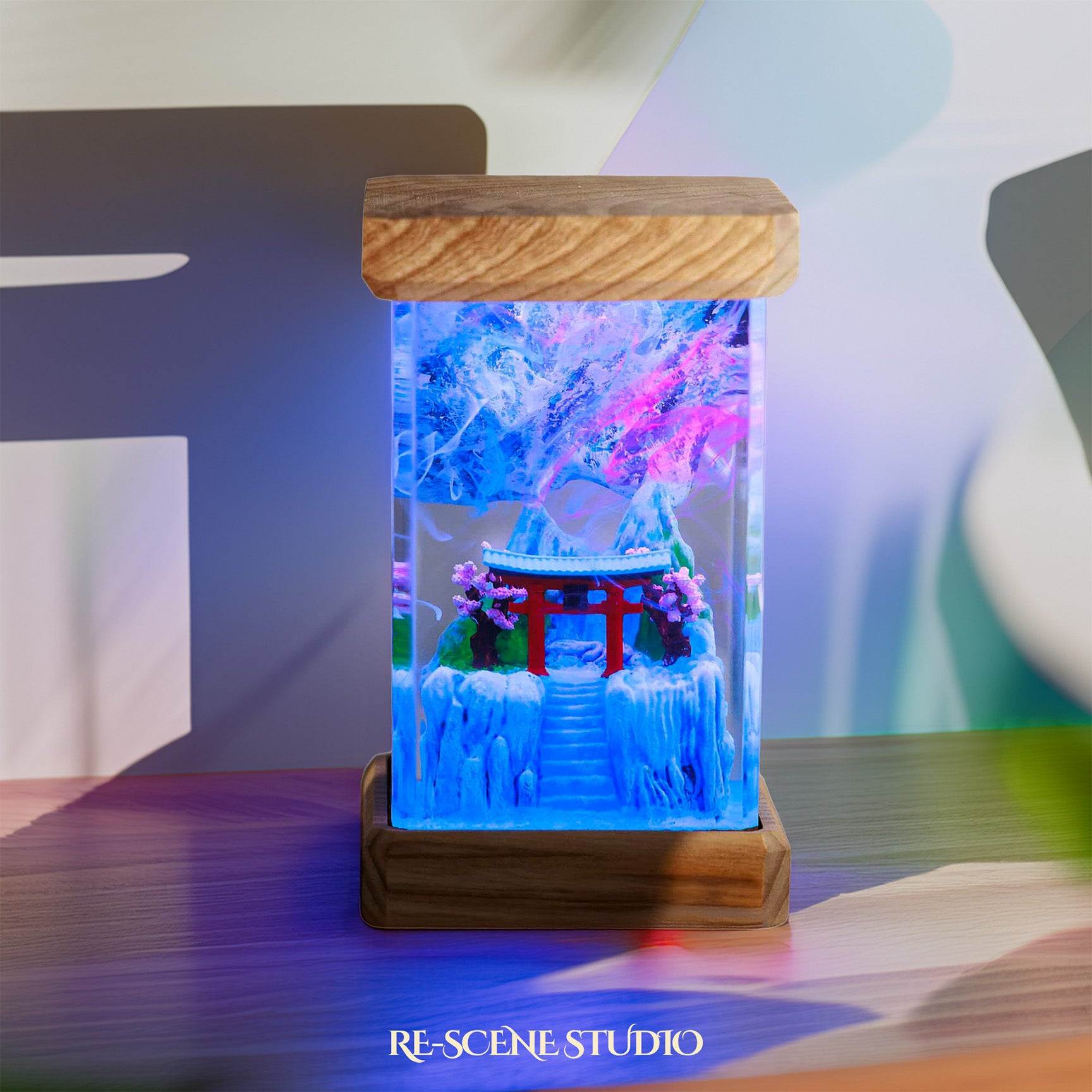 Winter Torii Gate Resin Epoxy Lamp Multicolor / Size M: 6 x 6 x 12 (cm) – Handmade Epoxy Resin Lamp by Rescene Studio | Rescene Studio