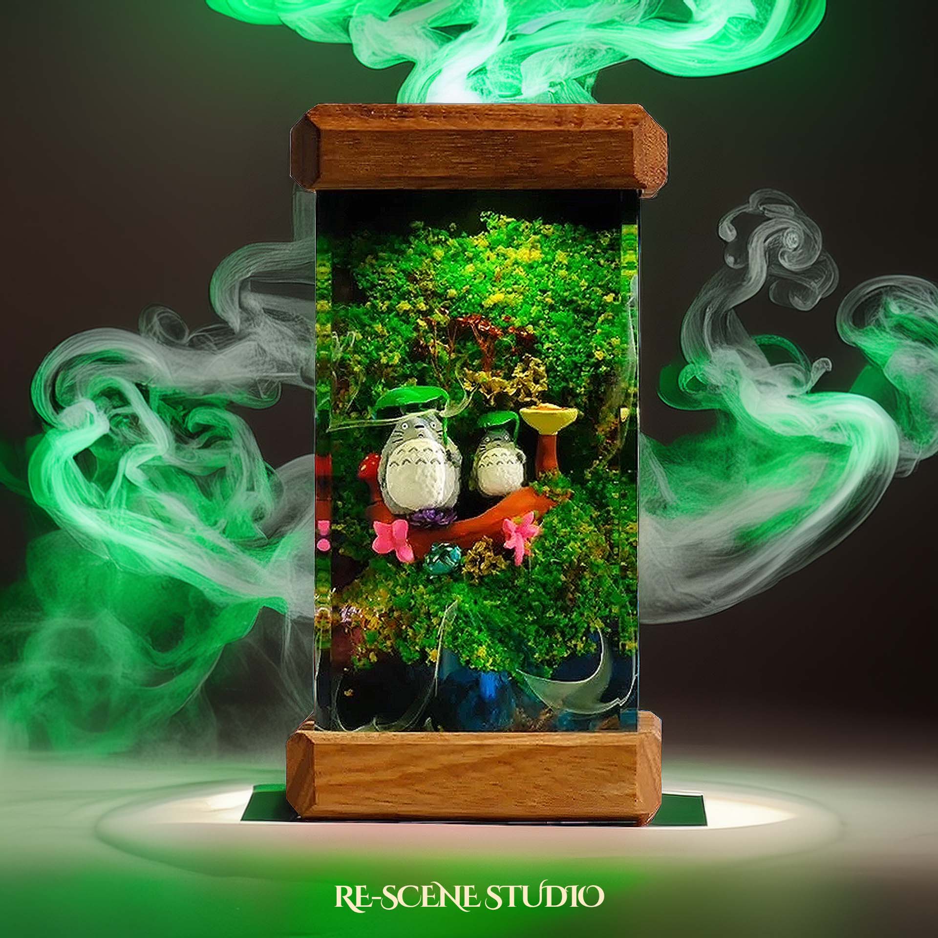 Totoro Garden Resin Epoxy Lamp Multicolor / Size M: 6 x 6 x 12 (cm) – Handmade Epoxy Resin Lamp by Rescene Studio | Rescene Studio