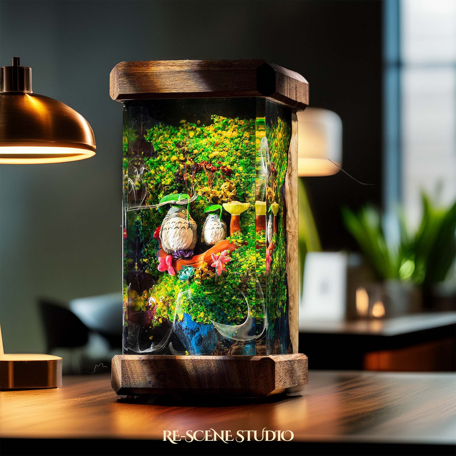 Totoro Garden Resin Epoxy Lamp Multicolor / Size M: 6 x 6 x 12 (cm) – Handmade Epoxy Resin Lamp by Rescene Studio | Rescene Studio