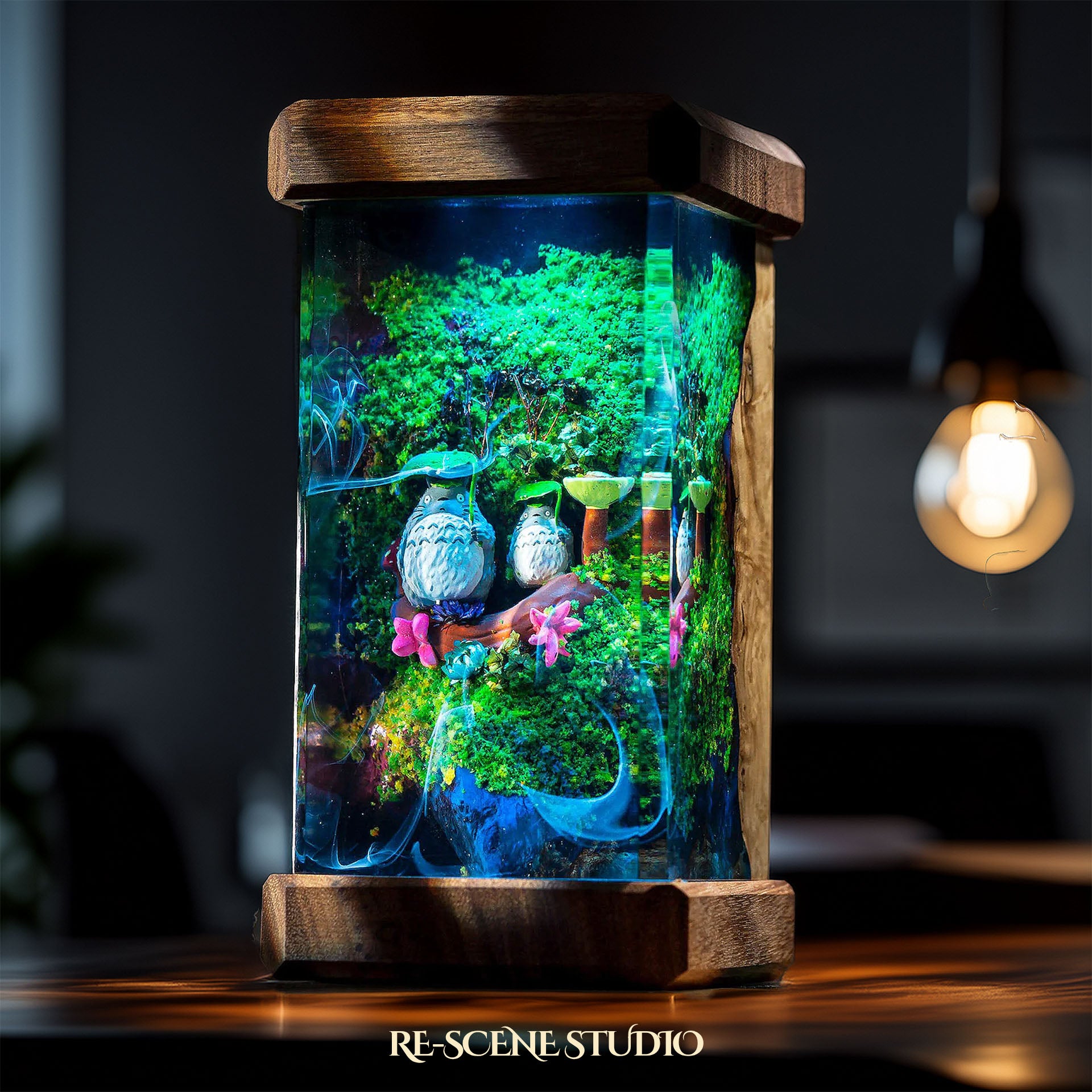 Totoro Garden Resin Epoxy Lamp Multicolor / Size M: 6 x 6 x 12 (cm) – Handmade Epoxy Resin Lamp by Rescene Studio | Rescene Studio