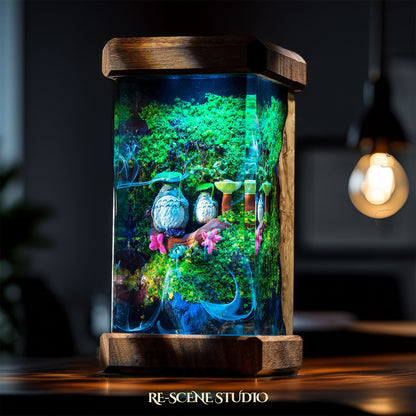 Totoro Garden Resin Epoxy Lamp Multicolor / Size M: 6 x 6 x 12 (cm) – Handmade Resin Lamp by Rescene Studio | Rescene Studio