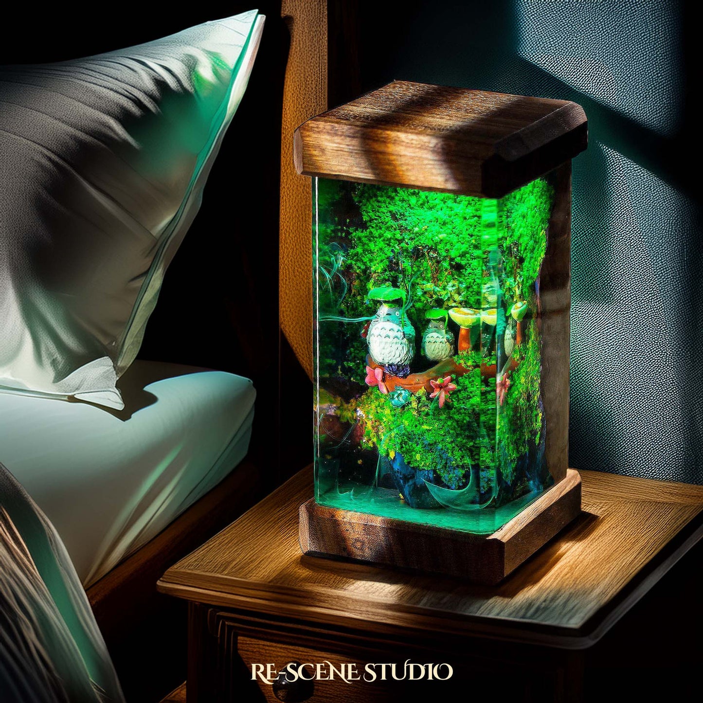 Totoro Garden Resin Epoxy Lamp Multicolor / Size M: 6 x 6 x 12 (cm) – Handmade Resin Lamp by Rescene Studio | Rescene Studio