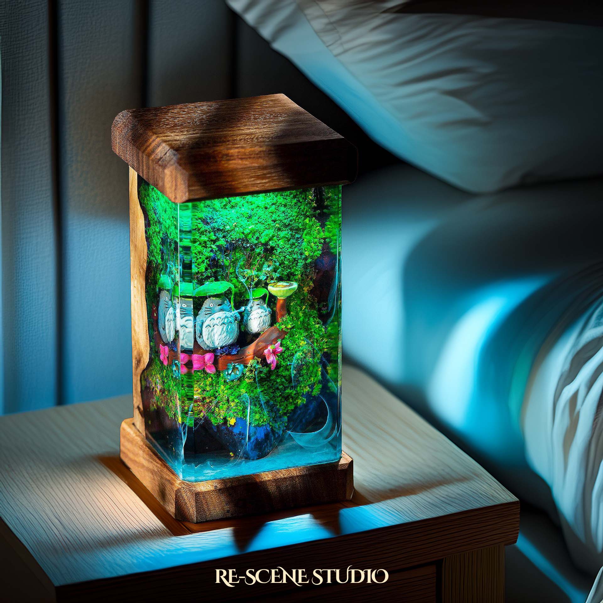 Totoro Garden Resin Epoxy Lamp Multicolor / Size M: 6 x 6 x 12 (cm) – Handmade Epoxy Resin Lamp by Rescene Studio | Rescene Studio
