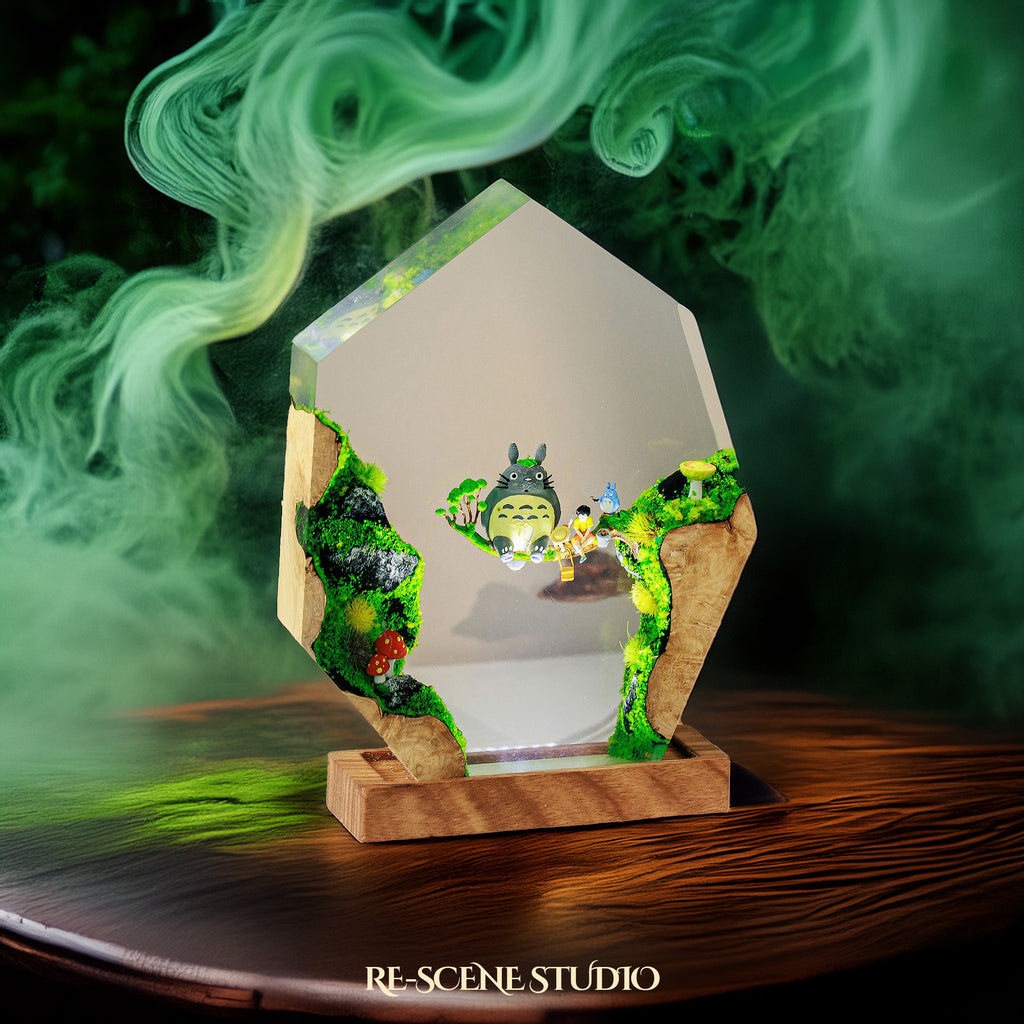 Totoro Cliffside Resin Epoxy Lamp Multicolor / Size M: 11 x 12 (cm) – Handmade Epoxy Resin Lamp by Rescene Studio | Rescene Studio