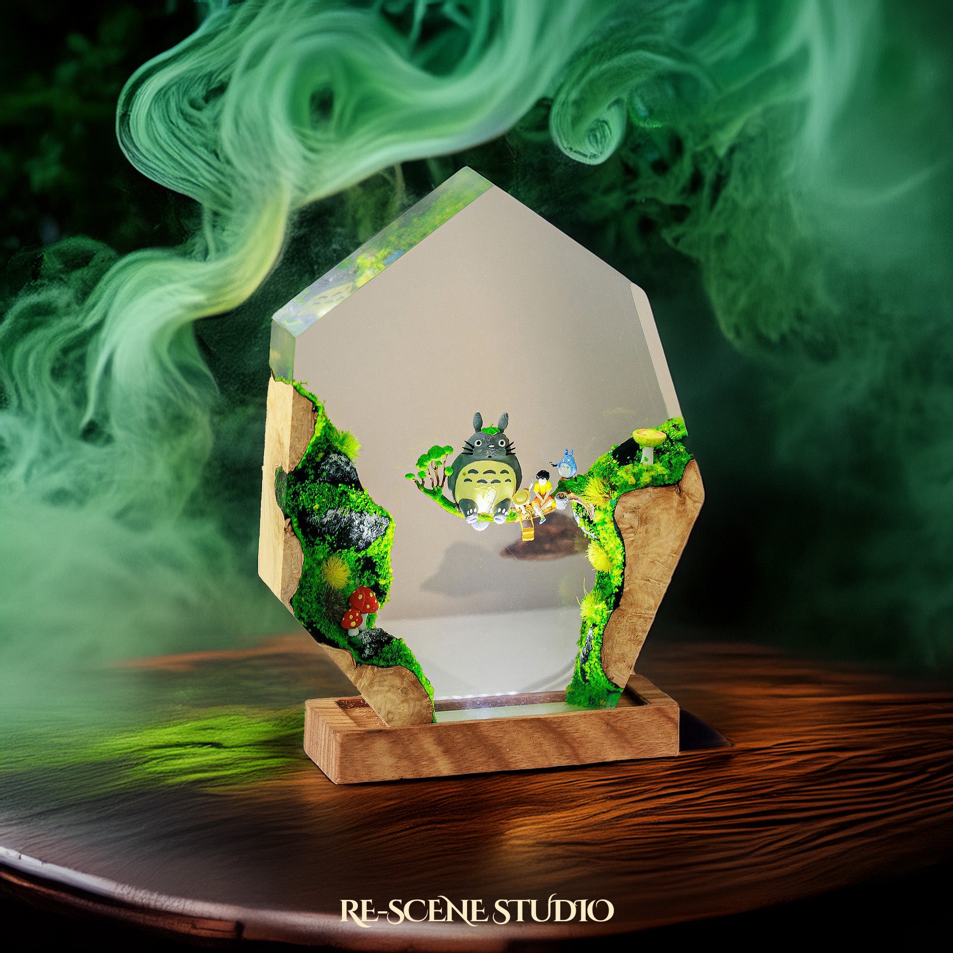 Totoro Cliffside Resin Epoxy Lamp Multicolor / Size M: 11 x 12 (cm) – Handmade Epoxy Resin Lamp by Rescene Studio | Rescene Studio