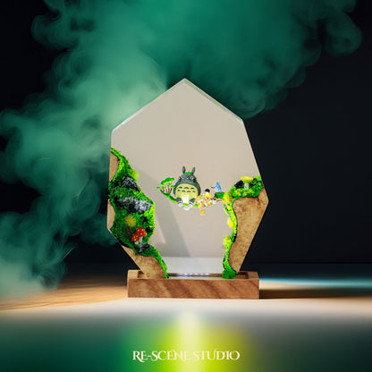 Totoro Cliffside Resin Epoxy Lamp Multicolor / Size M: 11 x 12 (cm) – Handmade Resin Lamp by Rescene Studio | Rescene Studio