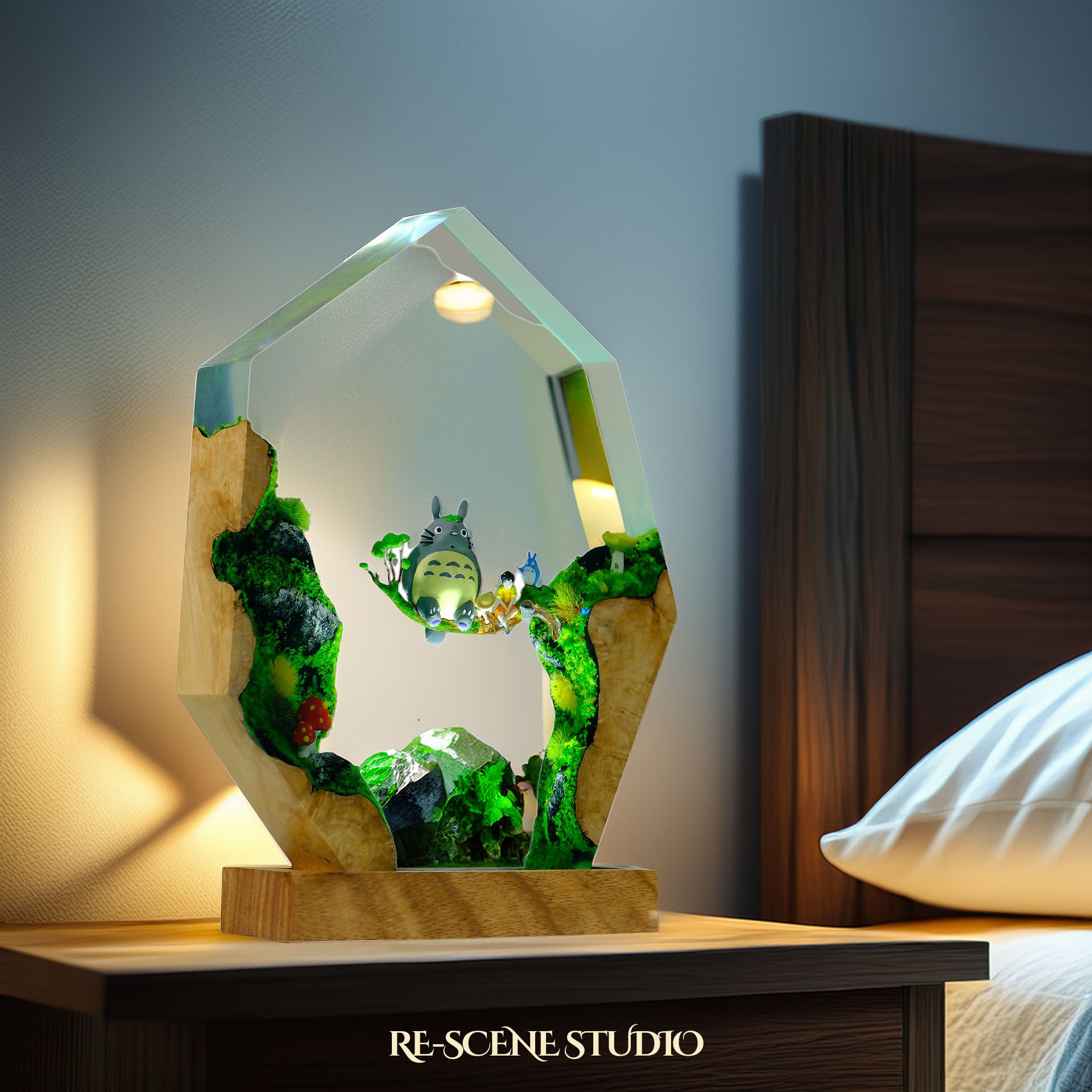 Totoro Cliffside Resin Epoxy Lamp Multicolor / Size M: 11 x 12 (cm) – Handmade Epoxy Resin Lamp by Rescene Studio | Rescene Studio