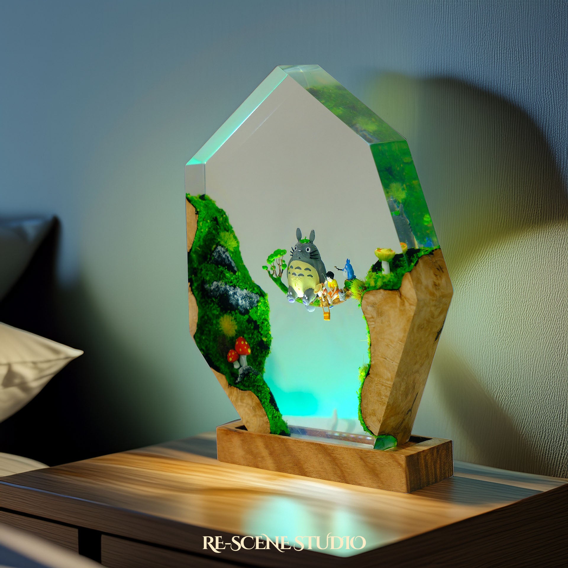 Totoro Cliffside Resin Epoxy Lamp Multicolor / Size M: 11 x 12 (cm) – Handmade Epoxy Resin Lamp by Rescene Studio | Rescene Studio
