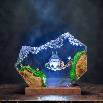 Totoro Forest Swing Resin Epoxy Lamp Multicolor / Size M: 11 x 12 (cm) – Handmade Resin Lamp by Rescene Studio | Rescene Studio