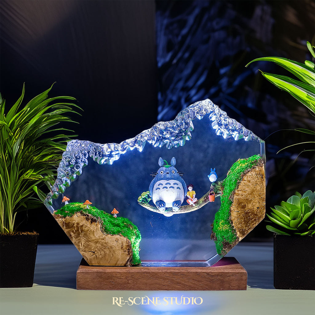 Totoro Forest Swing Resin Epoxy Lamp Multicolor / Size M: 11 x 12 (cm) – Handmade Epoxy Resin Lamp by Rescene Studio | Rescene Studio