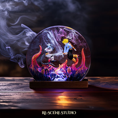 Trunks vs Frieza Resin Epoxy Battle Lamp Multicolor / Size M: 13 x 12 (cm) – Handmade Resin Lamp by Rescene Studio | Rescene Studio