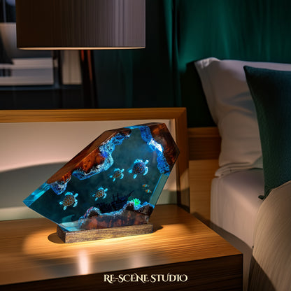 Sea Turtles & Clownfish Resin Lamp