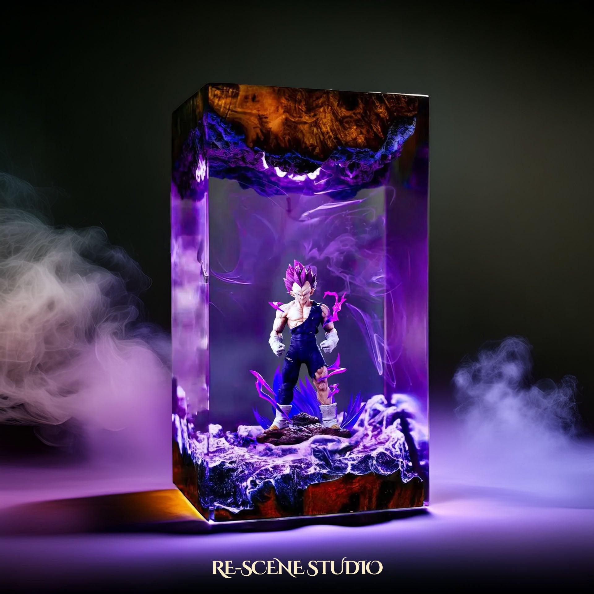 Vegeta Ultra Ego Resin Lamp - Dragon Ball Super Multicolor / Size M – Handmade Epoxy Resin Lamp by Rescene Studio | Rescene Studio