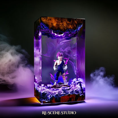 Vegeta Ultra Ego Resin Lamp - Dragon Ball Super Multicolor / Size M – Handmade Resin Lamp by Rescene Studio | Rescene Studio