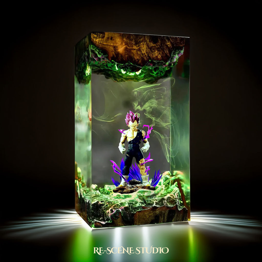 Vegeta Ultra Ego Resin Lamp - Dragon Ball Super Multicolor / Size M – Handmade Epoxy Resin Lamp by Rescene Studio | Rescene Studio