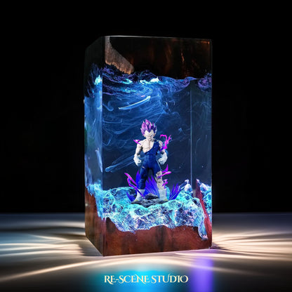 Vegeta Ultra Ego Resin Lamp - Dragon Ball Super Multicolor / Size M – Handmade Resin Lamp by Rescene Studio | Rescene Studio