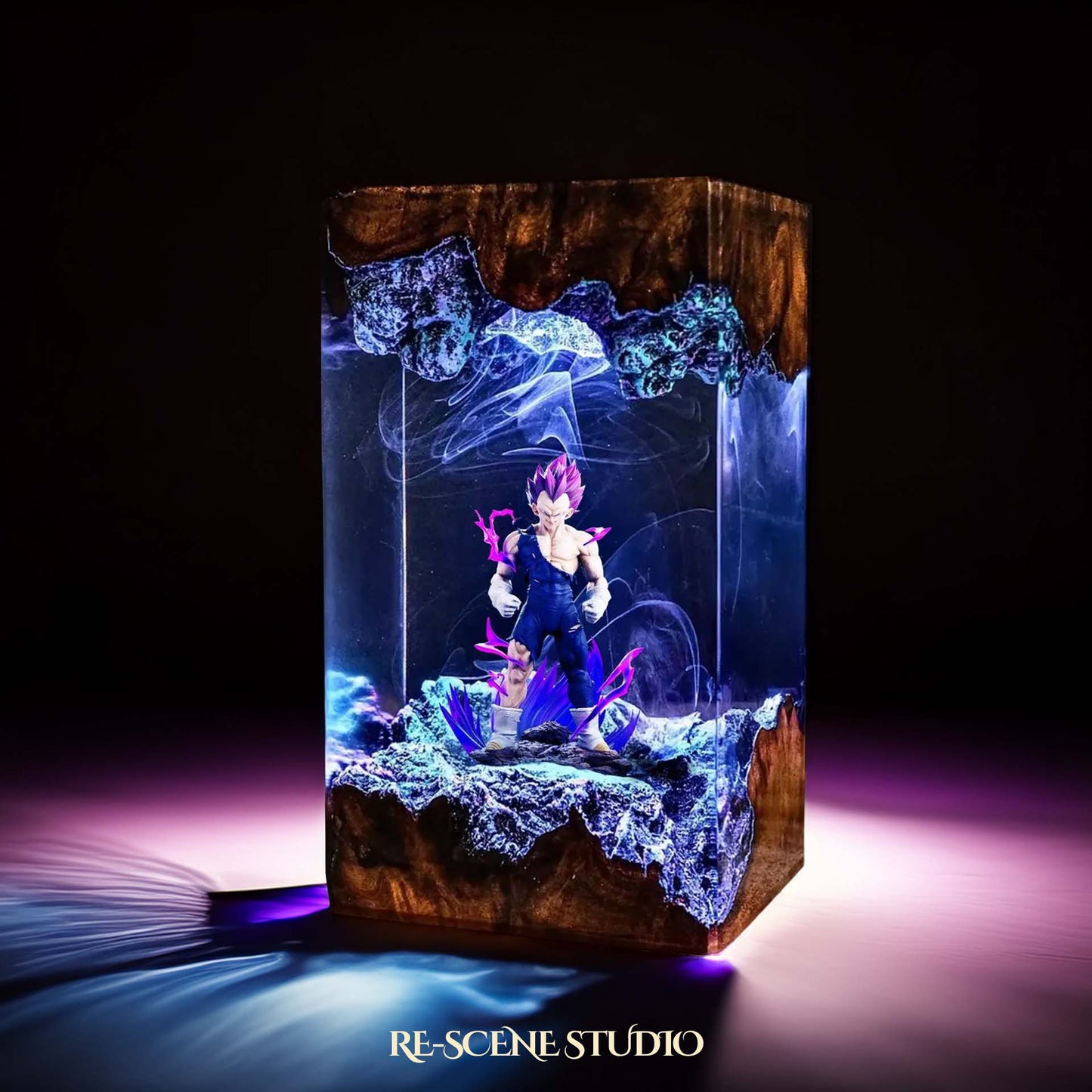 Vegeta Ultra Ego Resin Lamp - Dragon Ball Super Multicolor / Size M – Handmade Resin Lamp by Rescene Studio | Rescene Studio