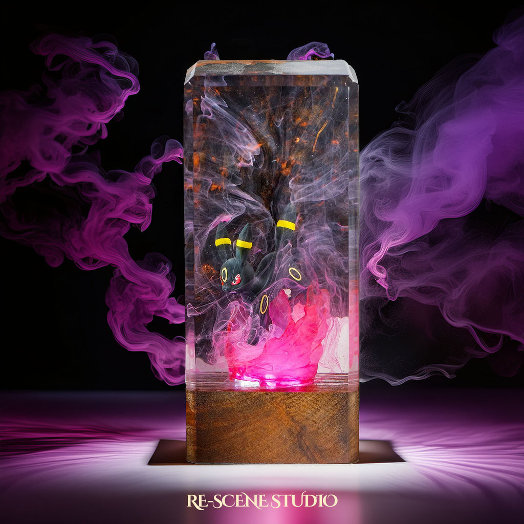 Umbreon Resin Epoxy Lamp Multicolor / Size XL: 16 x 7 x 7 (cm) – Handmade Epoxy Resin Lamp by Rescene Studio | Rescene Studio