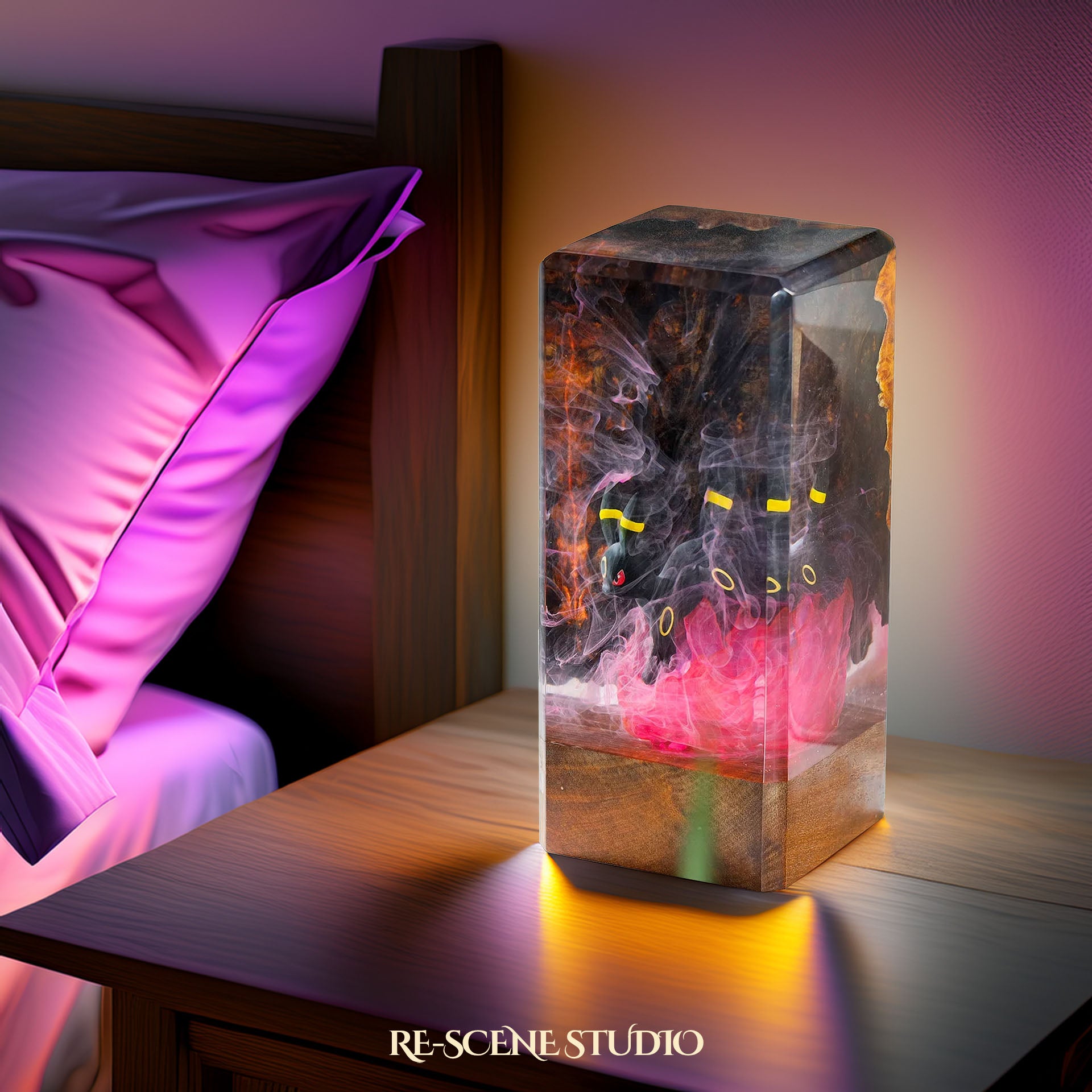 Umbreon Resin Epoxy Lamp Multicolor / Size XL: 16 x 7 x 7 (cm) – Handmade Epoxy Resin Lamp by Rescene Studio | Rescene Studio