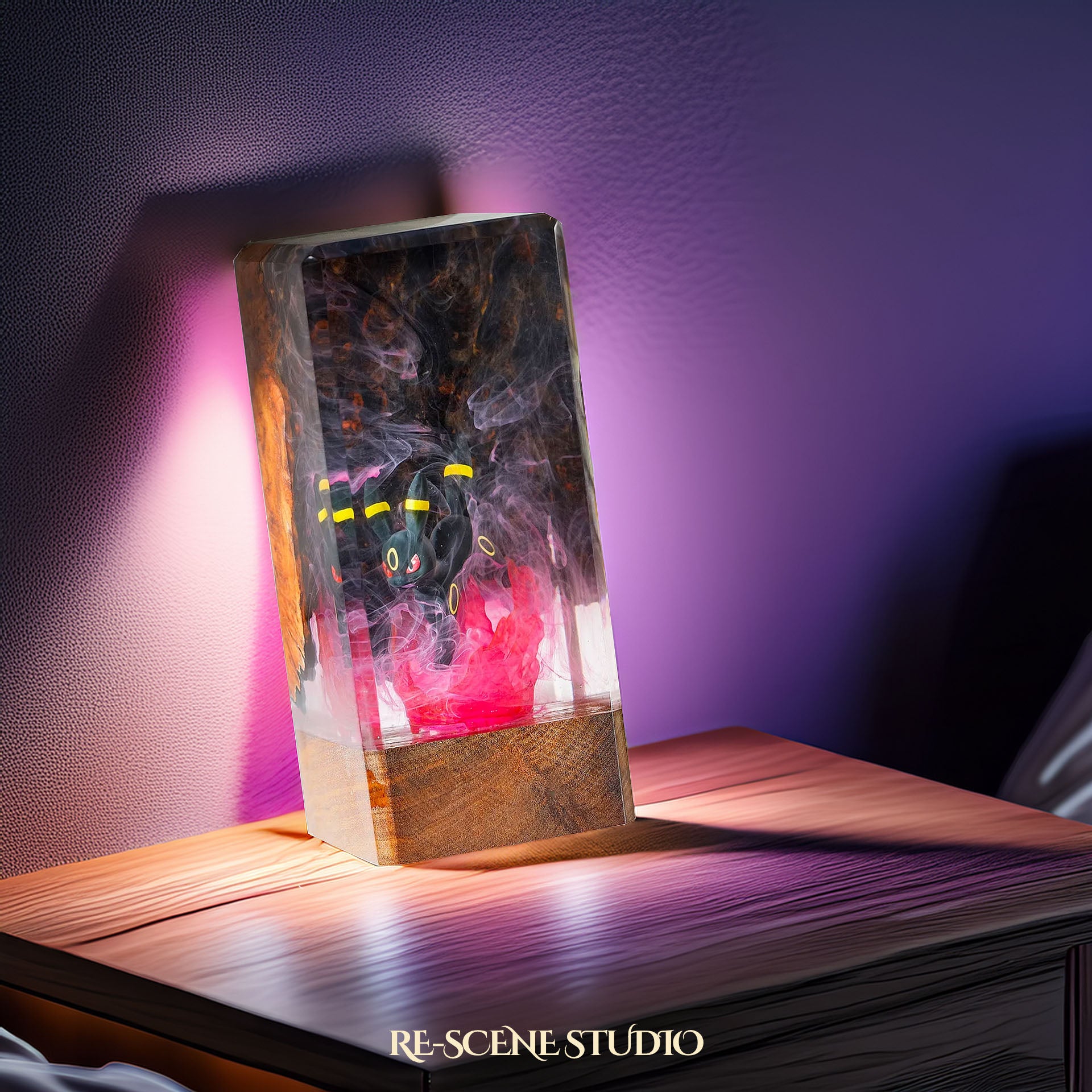 Umbreon Resin Epoxy Lamp Multicolor / Size XL: 16 x 7 x 7 (cm) – Handmade Epoxy Resin Lamp by Rescene Studio | Rescene Studio