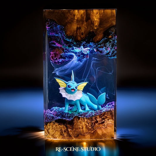 Aqua Mermaid Fox Resin Lamp — Handcrafted Epoxy Resin LED Lamp | Unique Ambient Decor & Collector's Gift