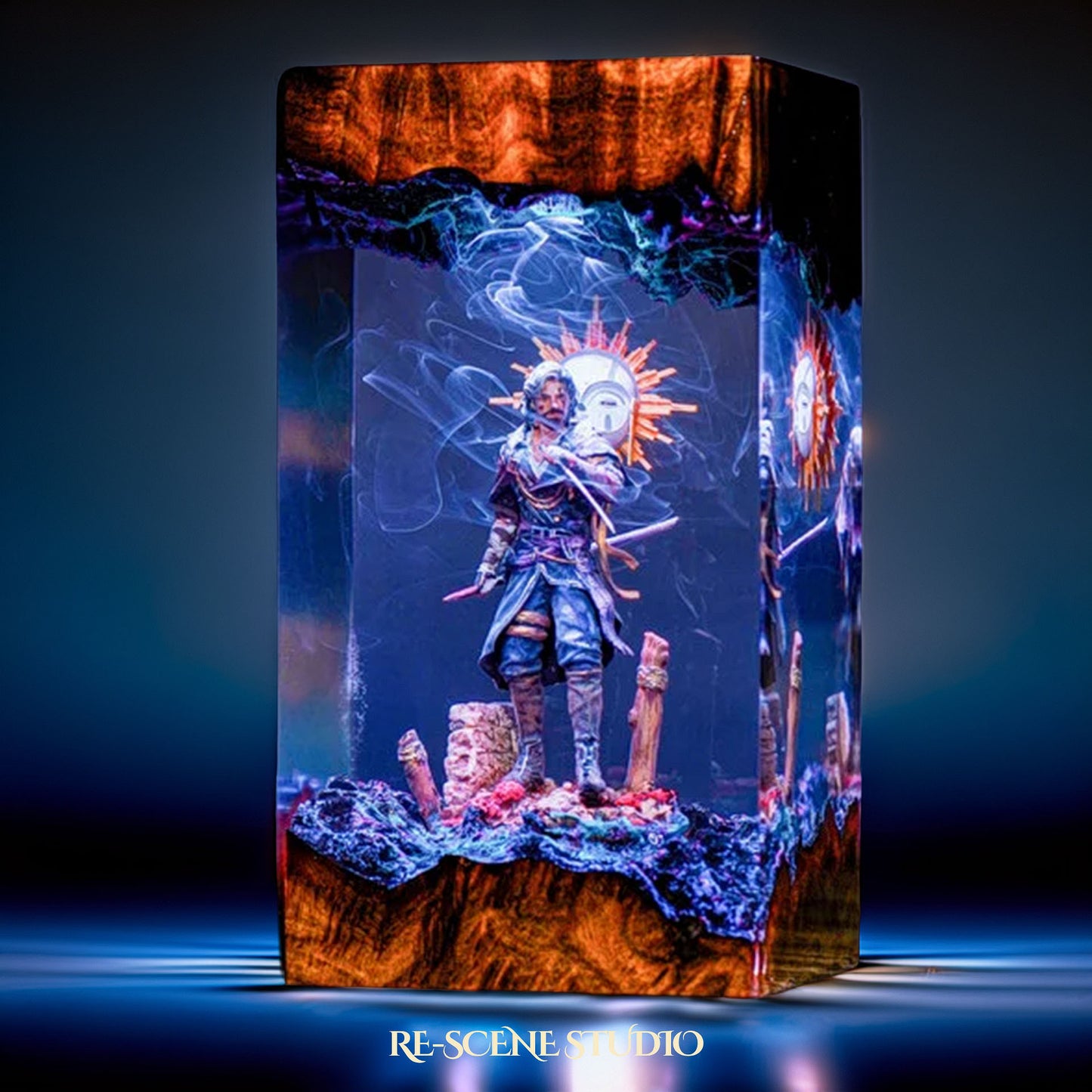V.erso Resin Lamp — Detailed Display | Premium 3D Resin Diorama with RGB Color-Changing Light
