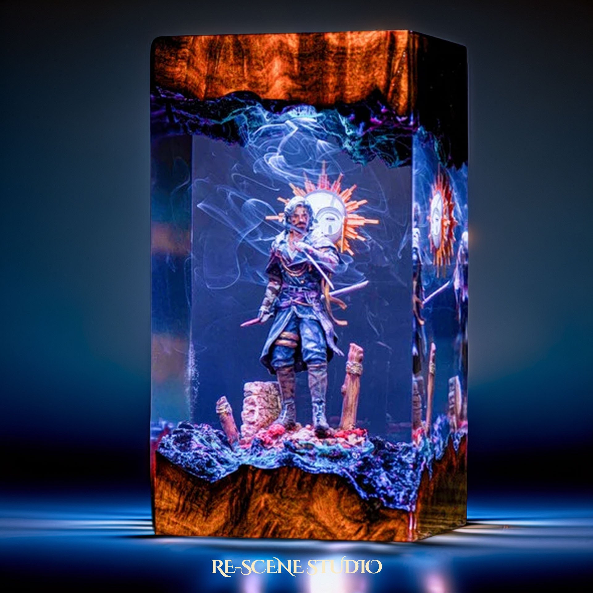 V.erso Resin Lamp — Detailed Display | Premium 3D Resin Diorama with RGB Color-Changing Light
