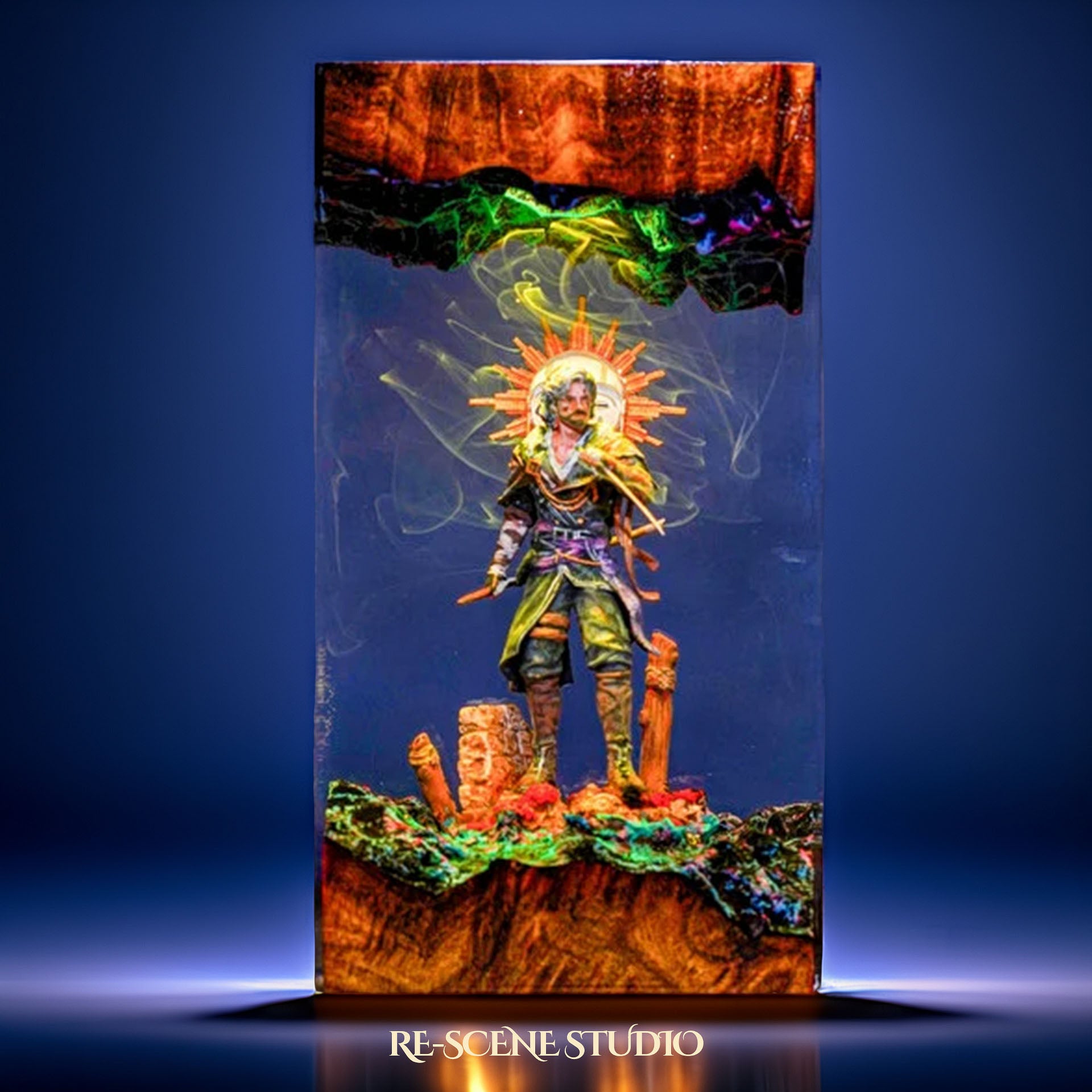 V.erso Resin Lamp — Detailed Display | Premium 3D Resin Diorama with RGB Color-Changing Light