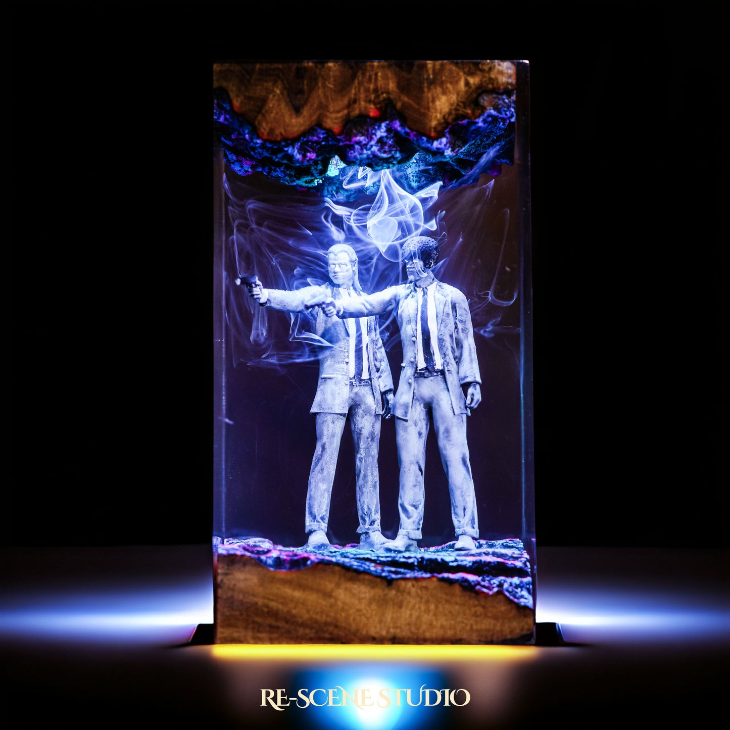 Vincent Vega and Jules Winnfield Resin Lamp — Handcrafted Epoxy Resin LED Lamp | Unique Ambient Decor & Collector's Gift