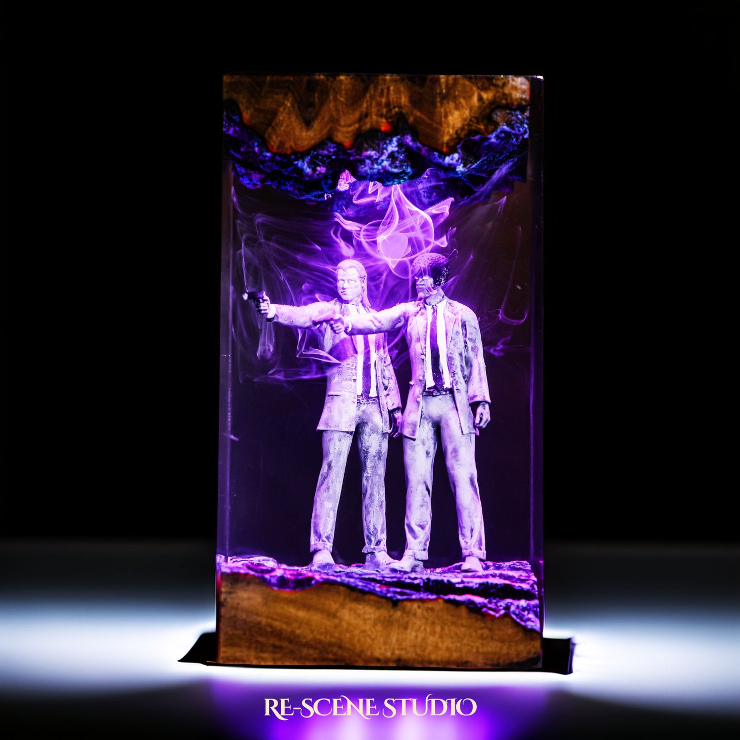 Vincent Vega and Jules Winnfield Resin Lamp — Side Profile View | Handmade Pop-Culture Resin Art, Perfect Themed Gift