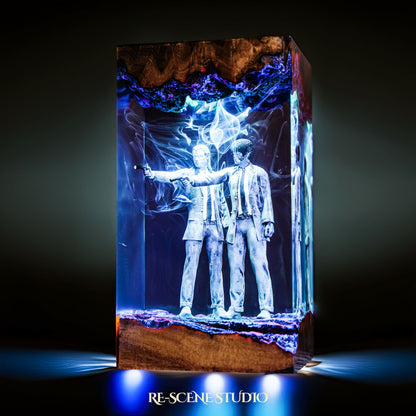 Vincent Vega and Jules Winnfield Resin Lamp — Closeup Detail | Original Epoxy Resin Sculpture with Built-in LED Glow