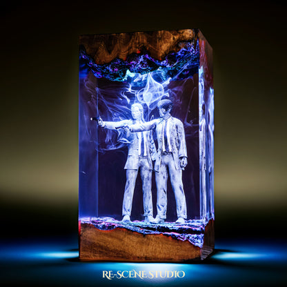Vincent Vega and Jules Winnfield Resin Lamp — Display Setup | Artisan Resin Art Lamp, Ambient Light for Home or Office