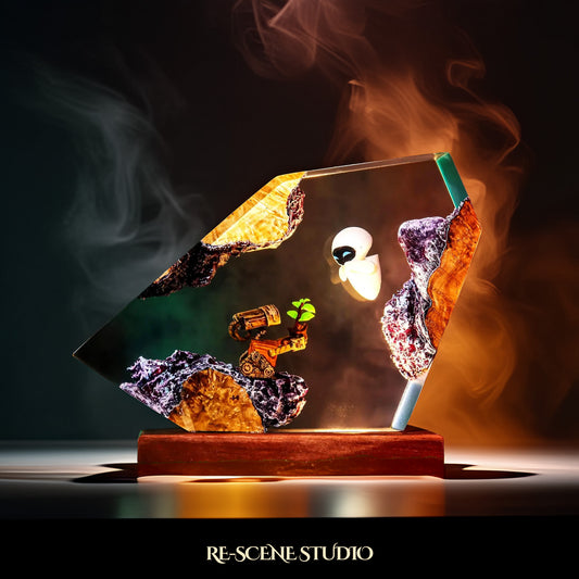 WALL-E and EVE Resin Lamp - WALL-E