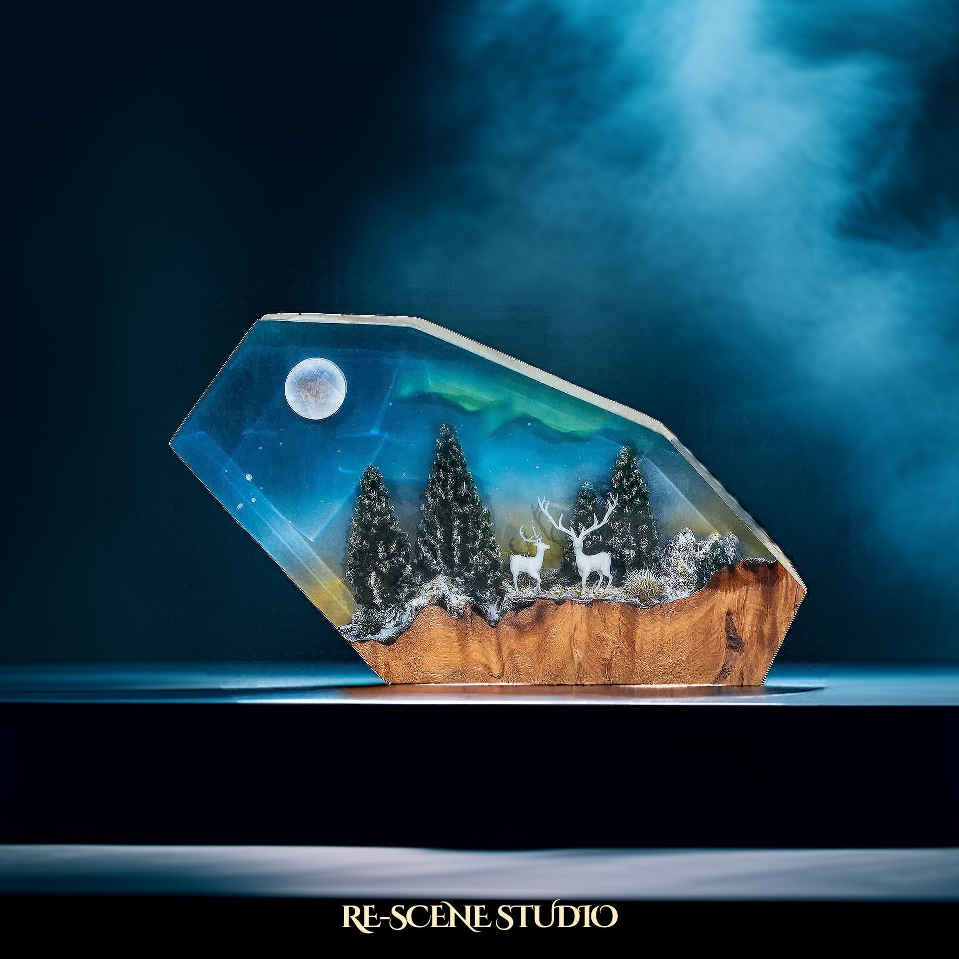 Moonlight Forest Resin Epoxy Lamp Multicolor / Size M: 16 x 10 (cm) – Handmade Epoxy Resin Lamp by Rescene Studio | Rescene Studio