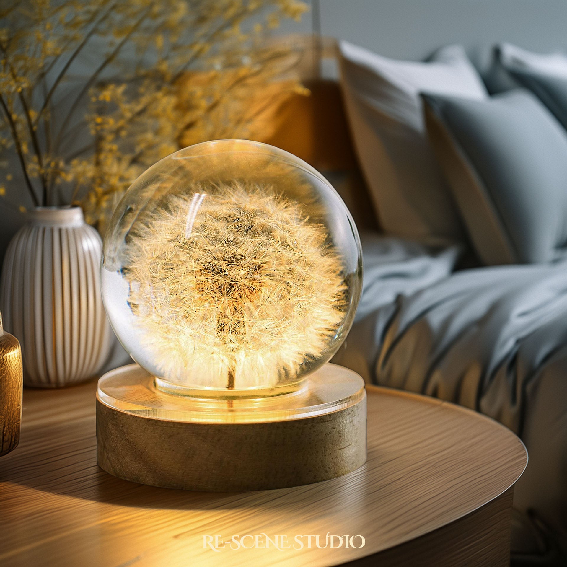 Wishing Dandelion Globe Resin Lamp Multicolor / Size XL – Handmade Epoxy Resin Lamp by Rescene Studio | Rescene Studio