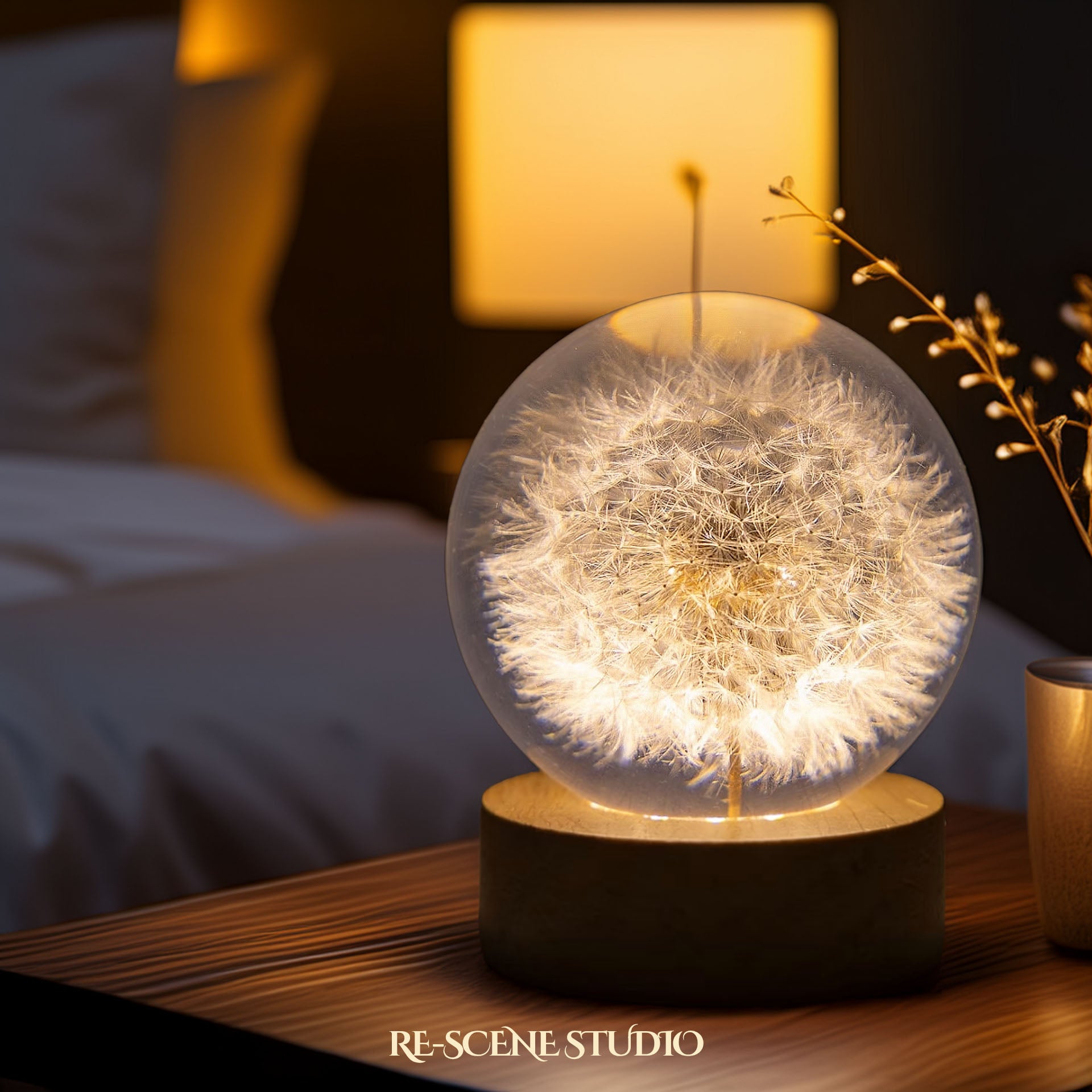 Wishing Dandelion Globe Resin Lamp Multicolor / Size XL – Handmade Epoxy Resin Lamp by Rescene Studio | Rescene Studio