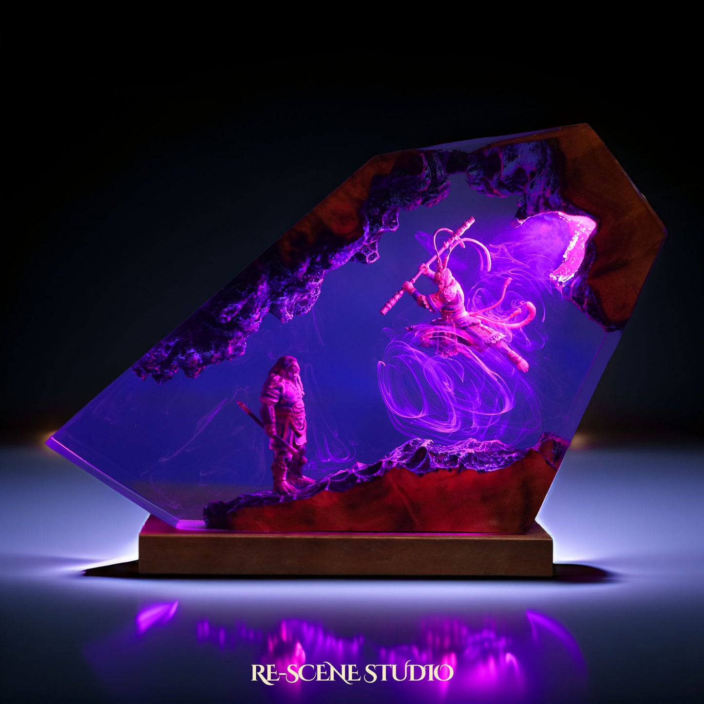 W.ukong V.s. B.ull K.ing Resin Lamp — Detailed Display | Premium 3D Resin Diorama with RGB Color-Changing Light