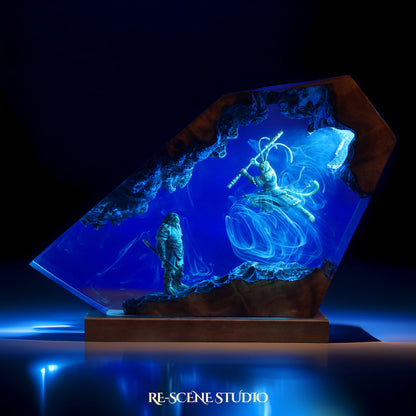 W.ukong V.s. B.ull K.ing Resin Lamp — Side Profile View | Handmade Pop-Culture Resin Art, Perfect Themed Gift